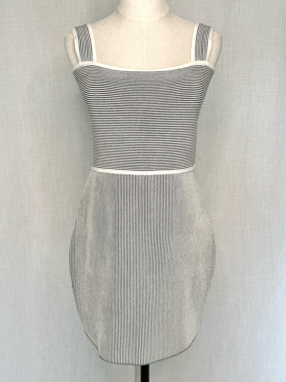 Amanda Uprichard Corenne Knit Mini Dress Black White NWT Size Large